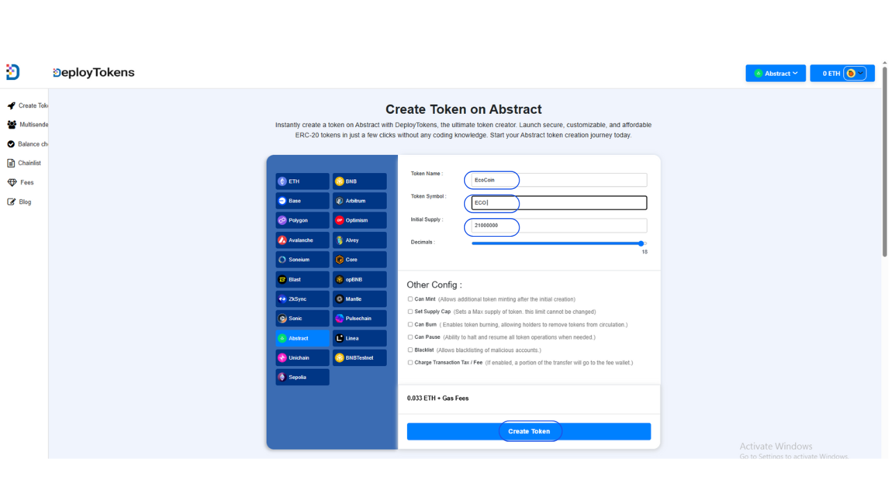 How to Create Token on Abstract Instantly Without Coding
